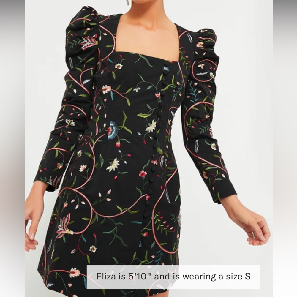 Black Embroidered Calla Dress